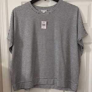J. Jill women’s Black and White Striped short  Sleeve Tee